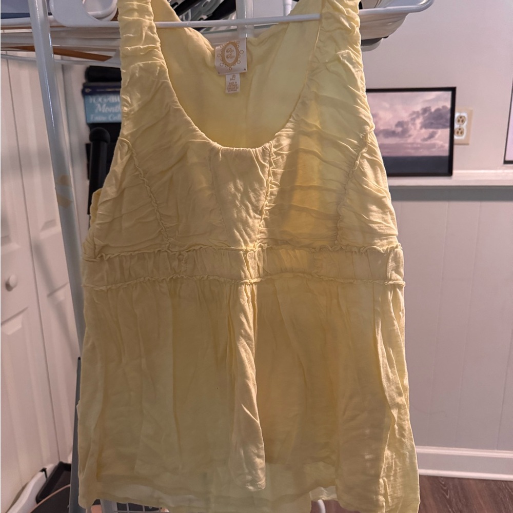 Vibrant Yellow Ruched Tank Top Sleeveless